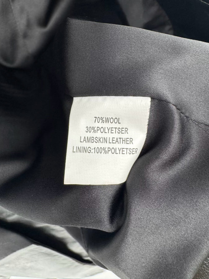 PARKER Size S Black Wool & Lambskin Leather Blazer