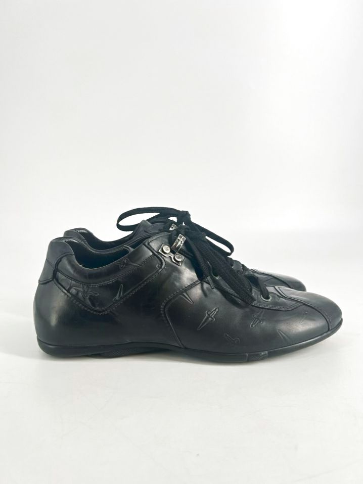 CESARE PACIOTTI Size 7 Black Leather Embossed Casual Shoes