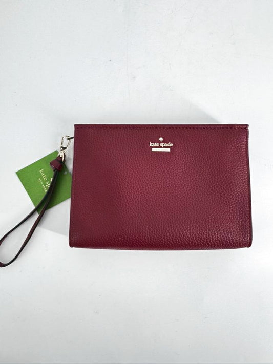 KATE SPADE Wine Pebbled Leather Jackson Street Marlow Wristlet NWT