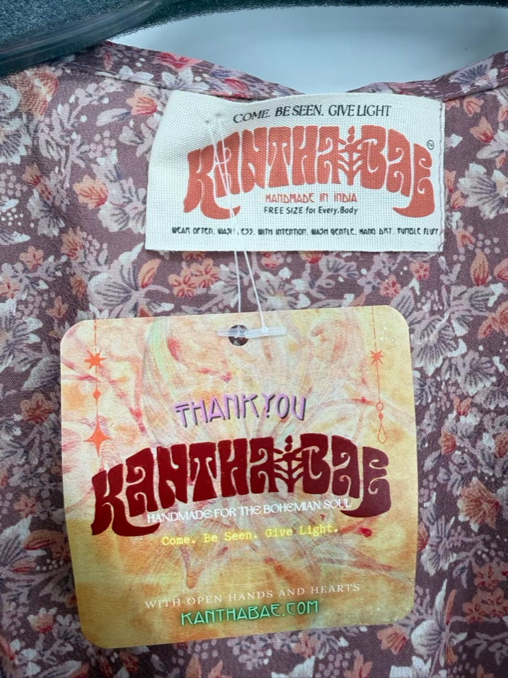 KANTHA BAE Size Wmn's Free Size Mauve Floral Kimono Top