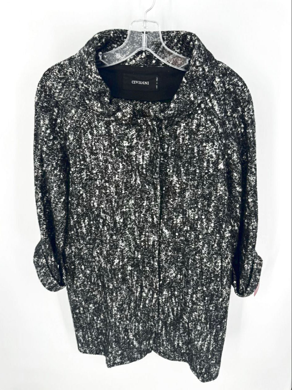 CIVIDINI Size 46 Black & Gray Wool Blend Coat