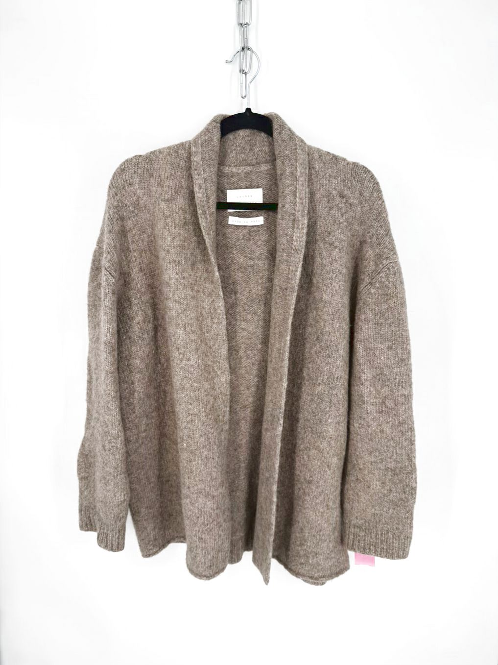 LAUREN MANOOGIAN Wmn's Size O/S Taupe Alpaca Blend Open Front Cardigan