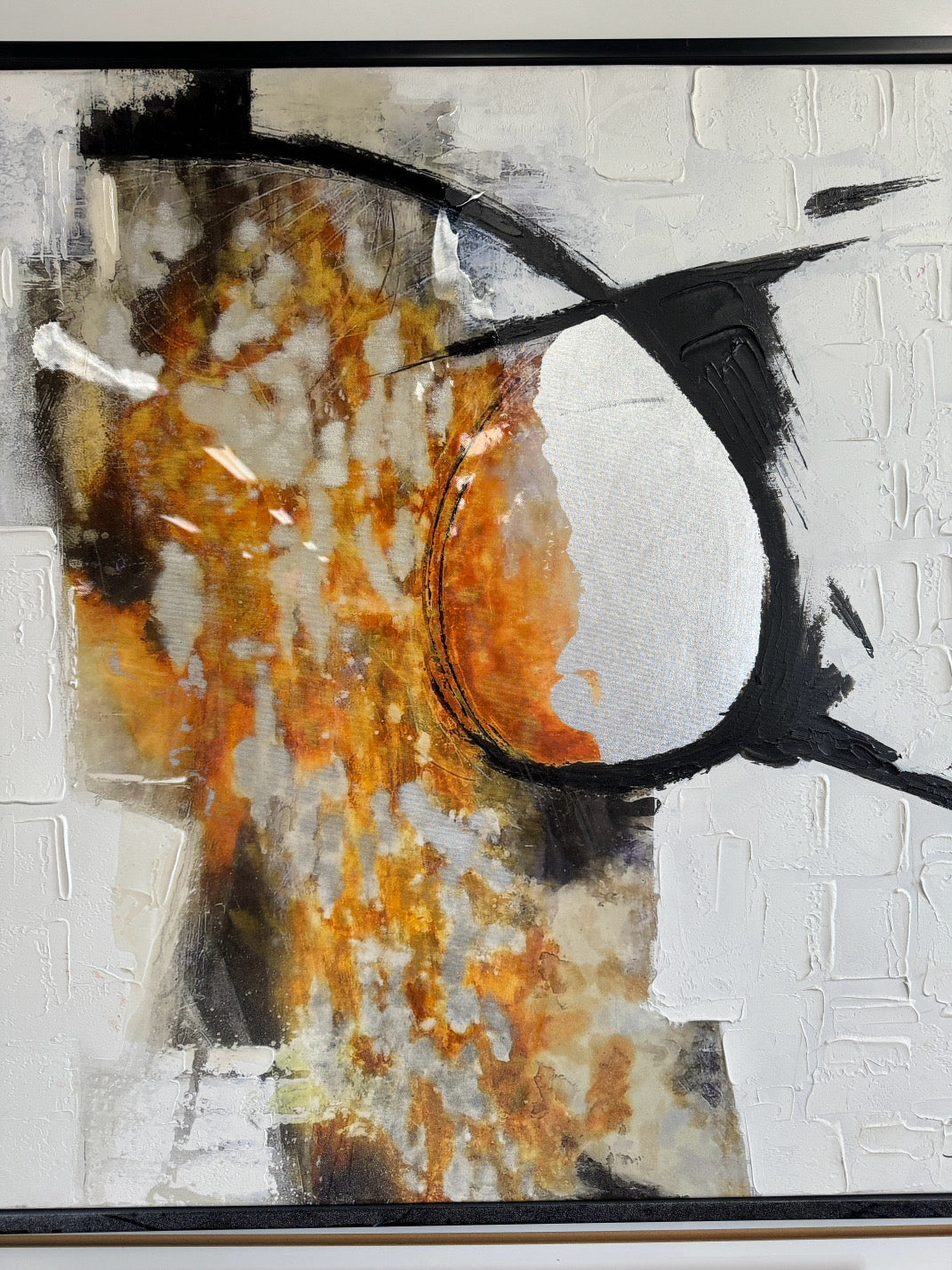 Black & Orange Abstract Signed Canvas