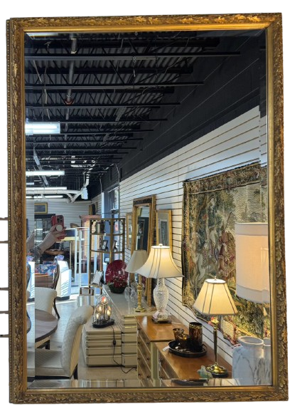LA BARGE Gold Leaf Design Beveled Mirror