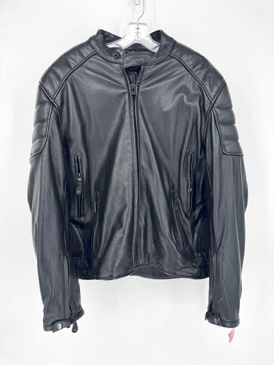 X ELEMENT Size XL Black Leather Motorcycle Jacket w/ Zipout Liner