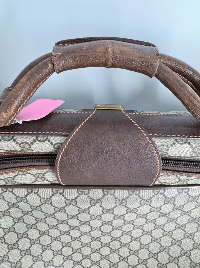 VINTAGE GUCCI Coated Canvas Brown Logo Luggage