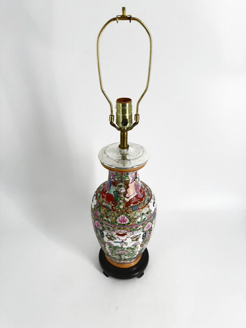 Pink, White & Green Porcelain Famille Rose Lamp