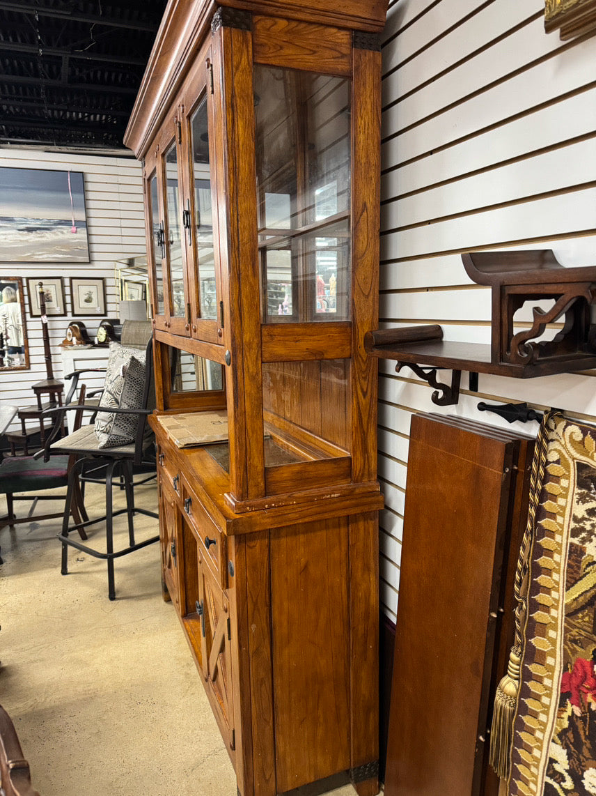 Wood 2-Piece Mirrored China Cabinet