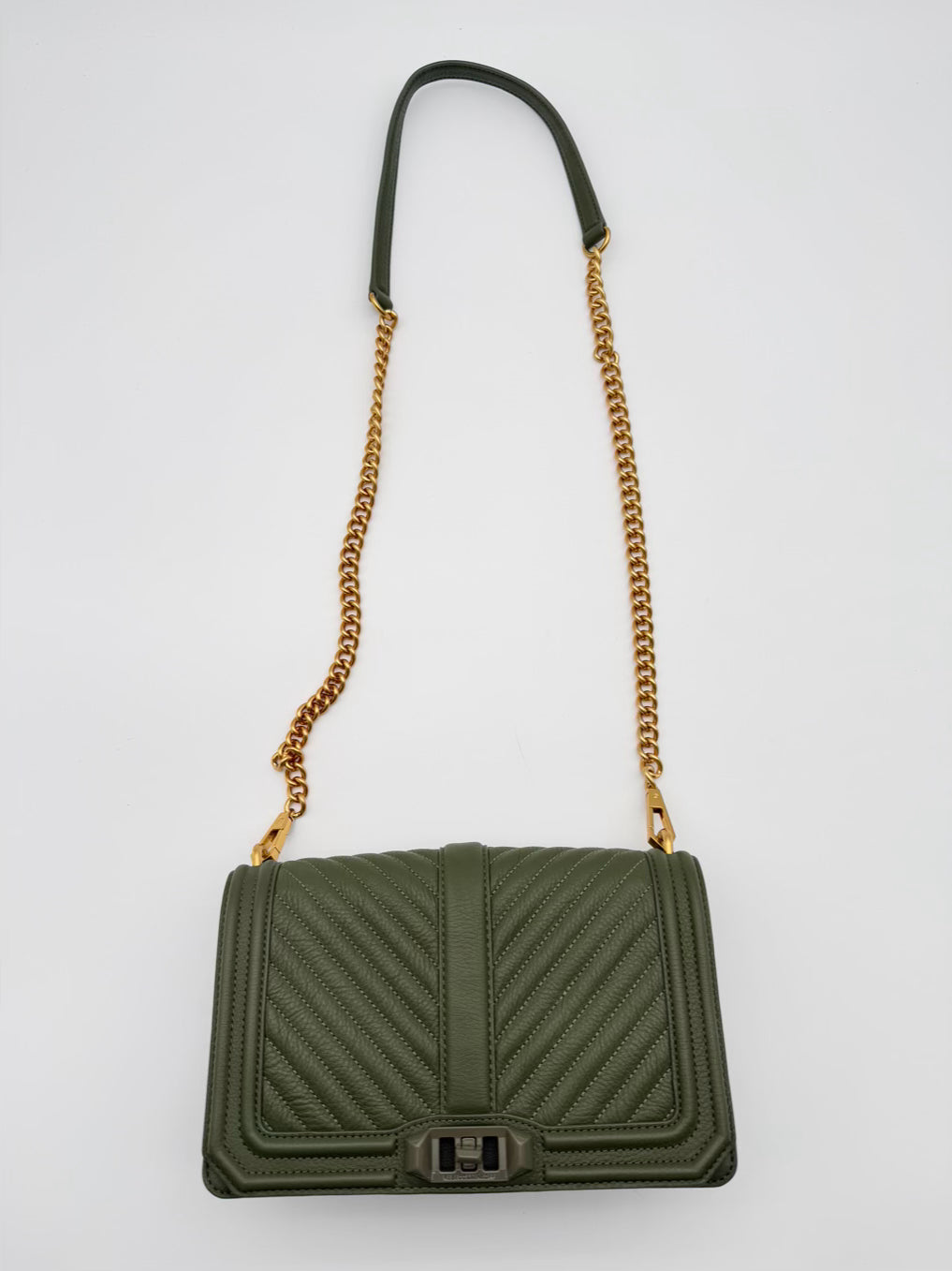 REBECCA MINKOFF Olive Chevron Leather Crossbody Bag