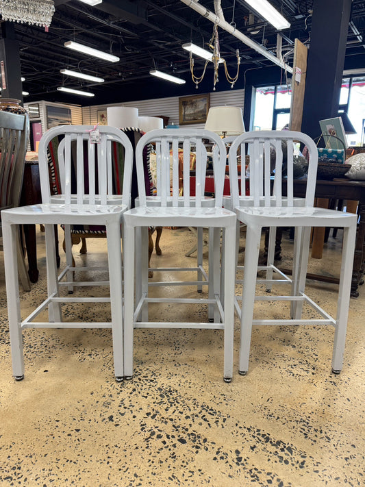 CRATE & BARREL White Metal Set of 6 Counter Stools