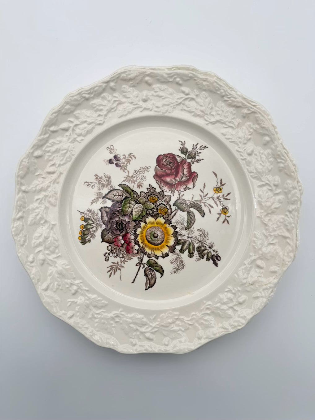 MASON'S Friarswood White & Multicolor Ironstone 5 Piece Dinnerware Setting For 4