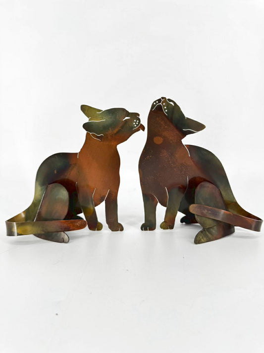 Signed Copper Lasercut Pair of Cats