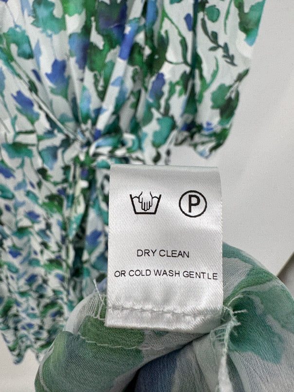 ABBEYGLASS Size XL Green & White Print Wrap Diane Dress w/ Slip NWT