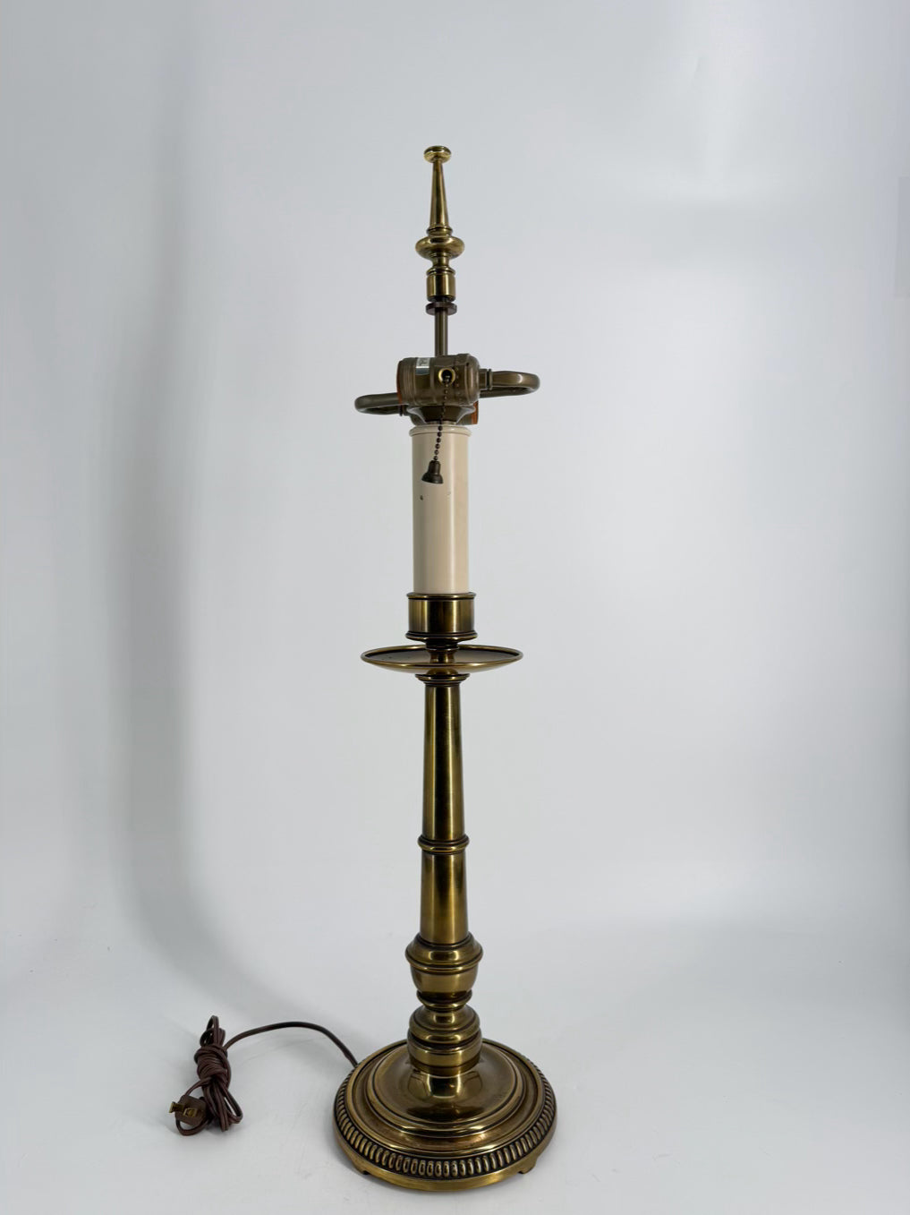 STIFFEL Brass Candlestick Lamp w/ Pull Chain & No Shade