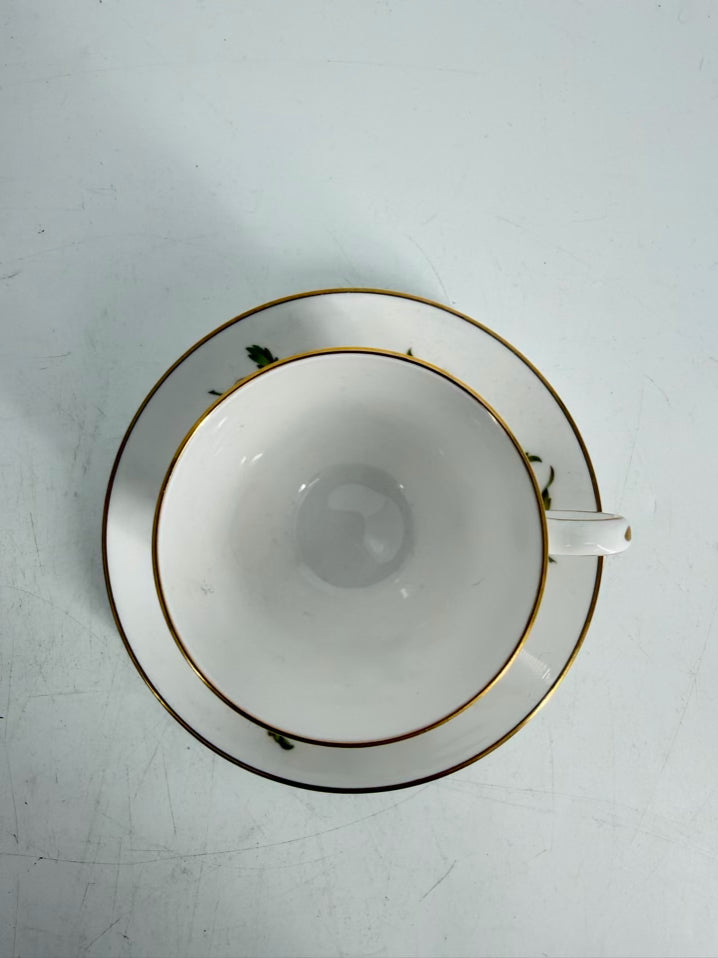 SPODE White, Green & Pink Bone China Blenheim 5 Piece Dinnerware Setting For 12 w/ Serving Pieces