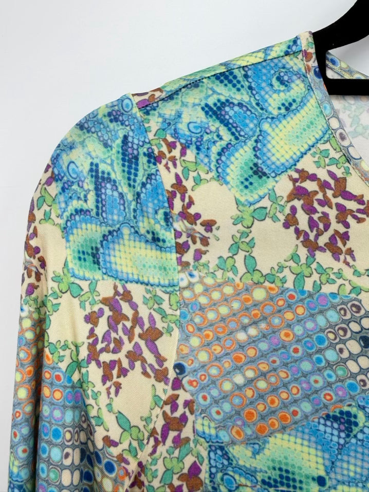 MARIE OLIVER Wmn's Size S Teal & Beige Print Maxi-Dress NWT