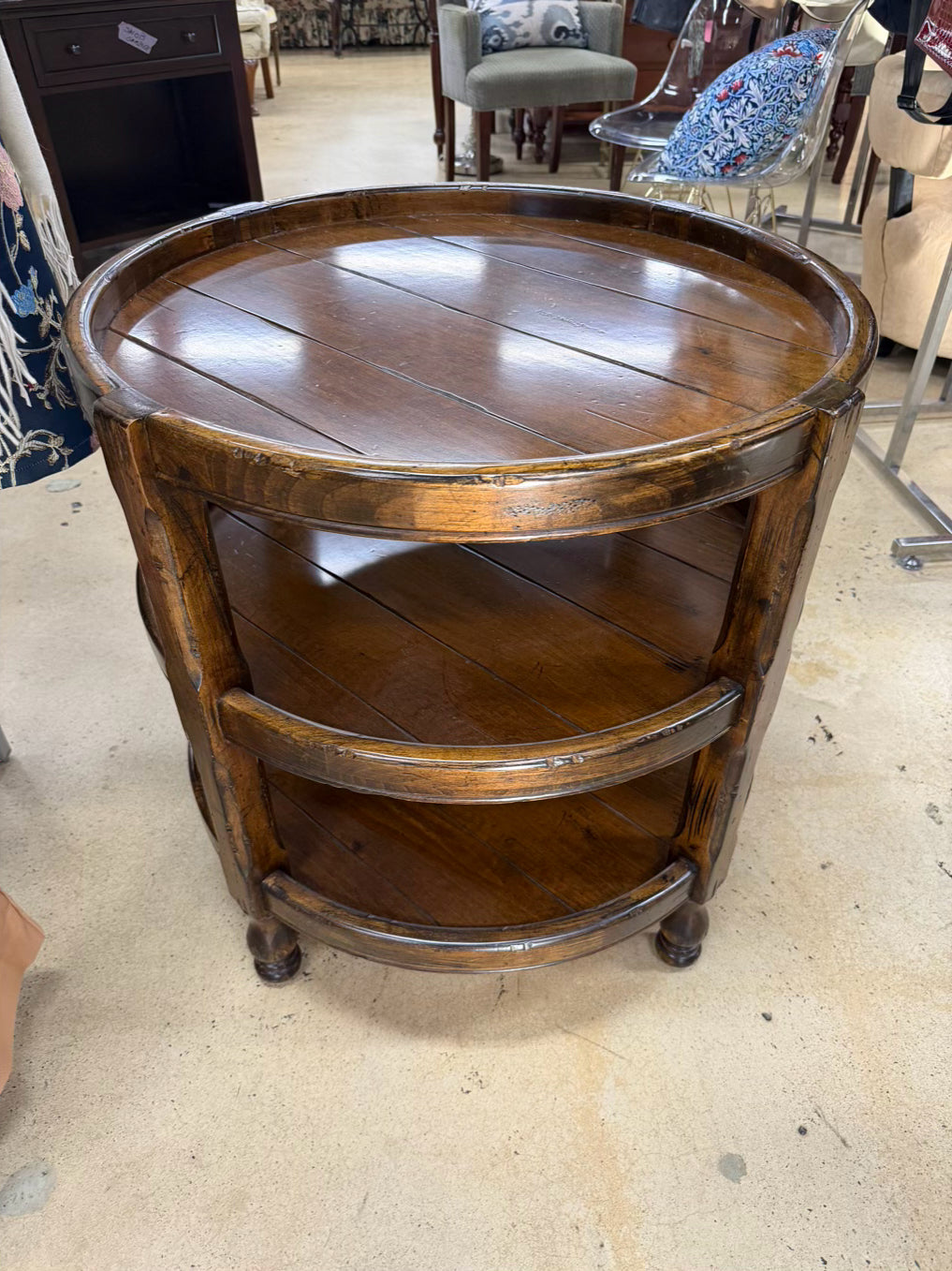 Dark Wood Round Occasional 3 Tier Table