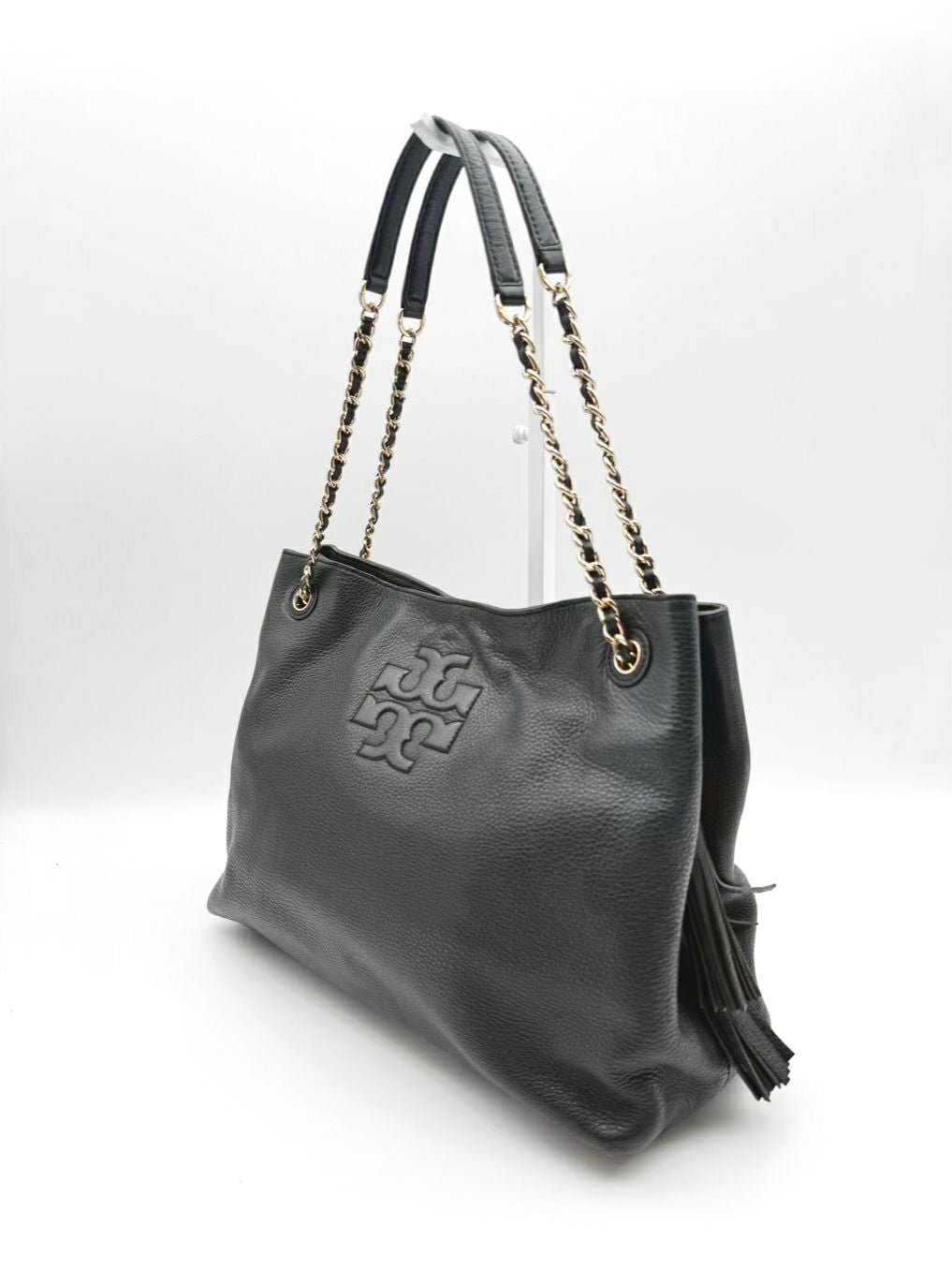 TORY BURCH Black Leather Monogram Purse