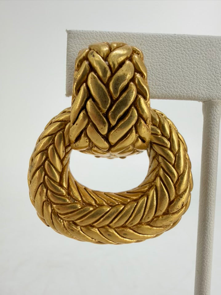 JULIE VOS 24K GOLD Overlay Door Knocker Clip On Earrings