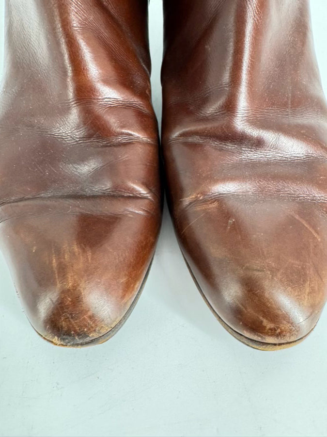 SALVATORE FERRAGAMO Size 9 Chestnut Leather Boots