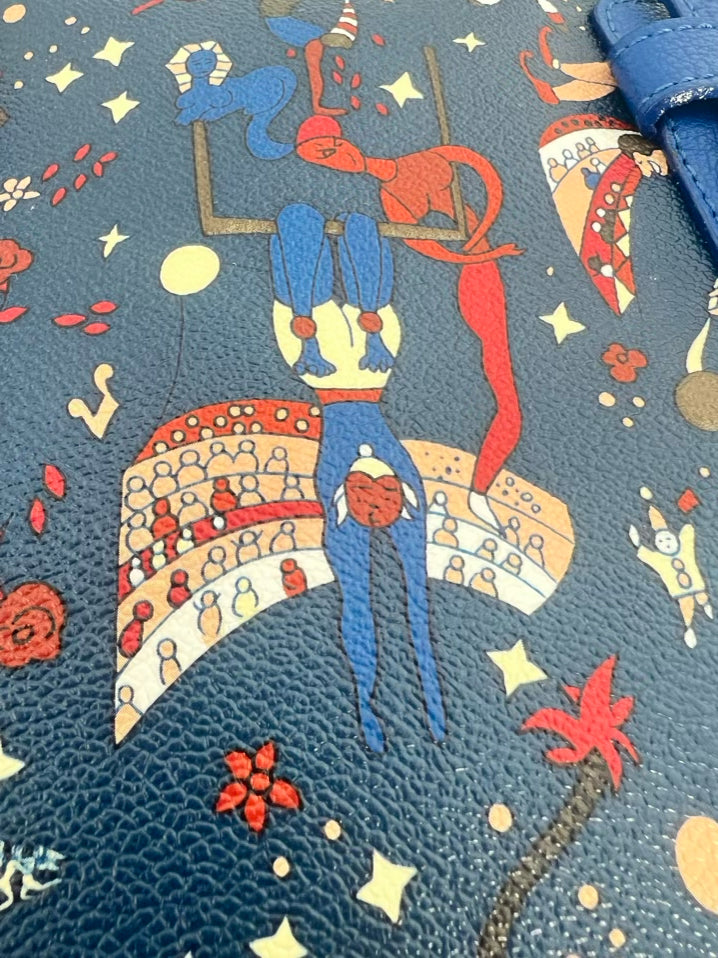 PIERO GUIDI Blue & Red Leather Circus Print Purse