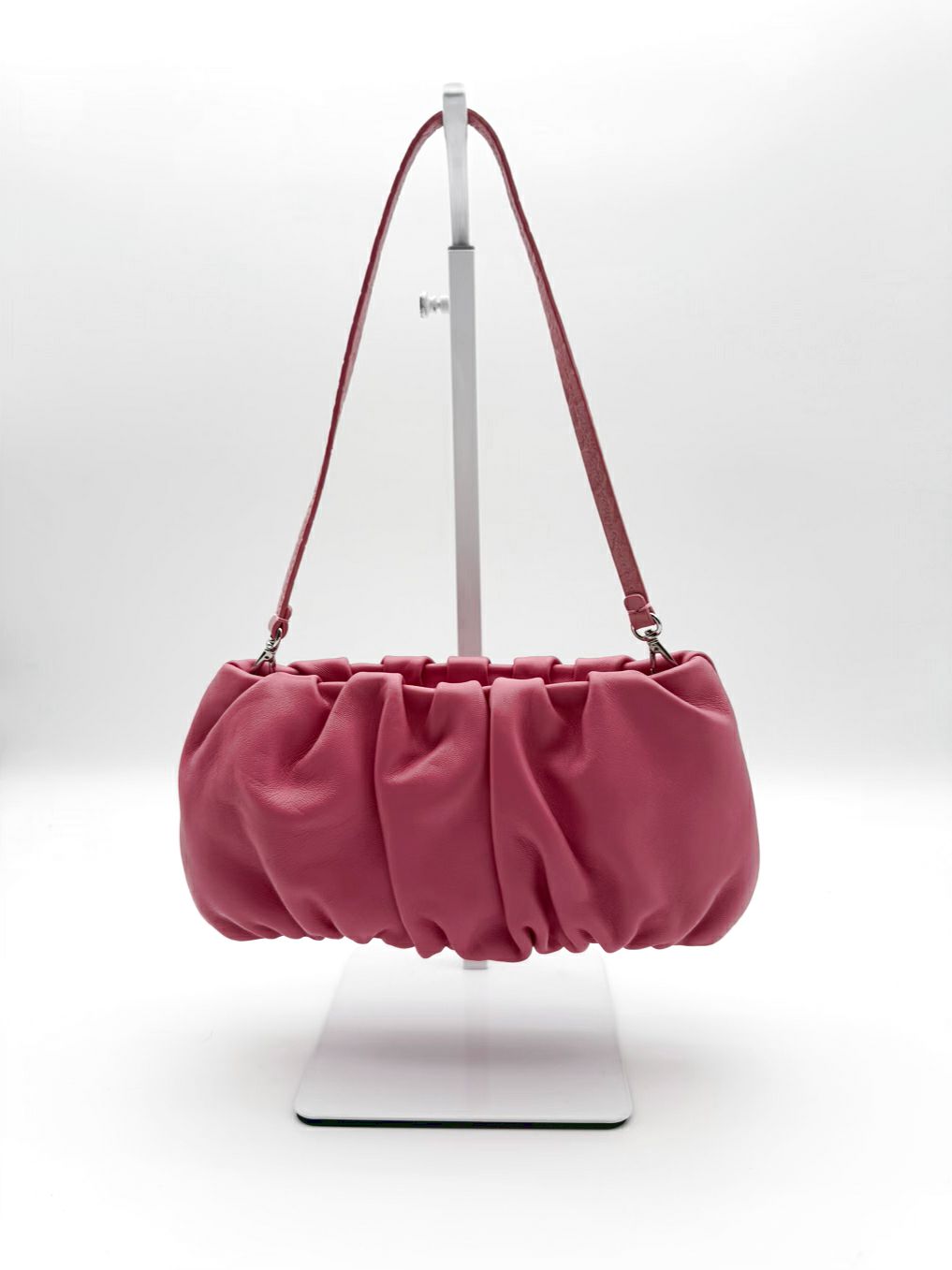 STAUD Pink Leather Evening Bag