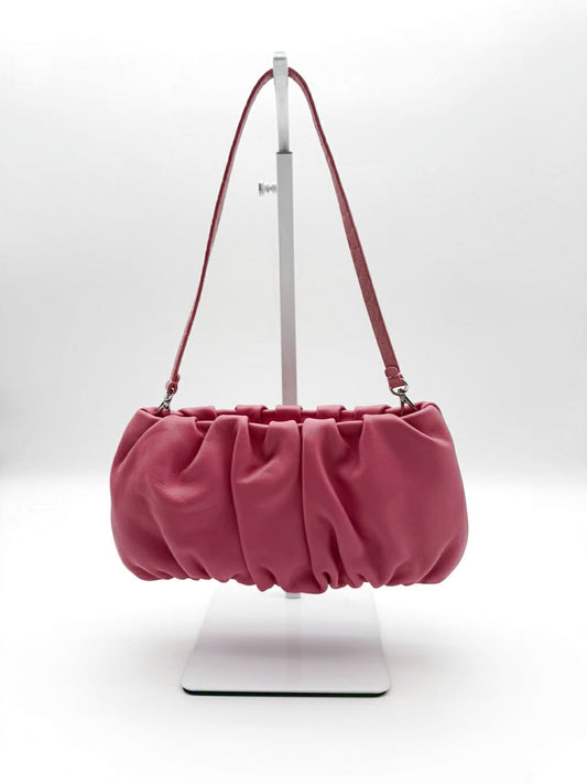 STAUD Pink Leather Evening Bag
