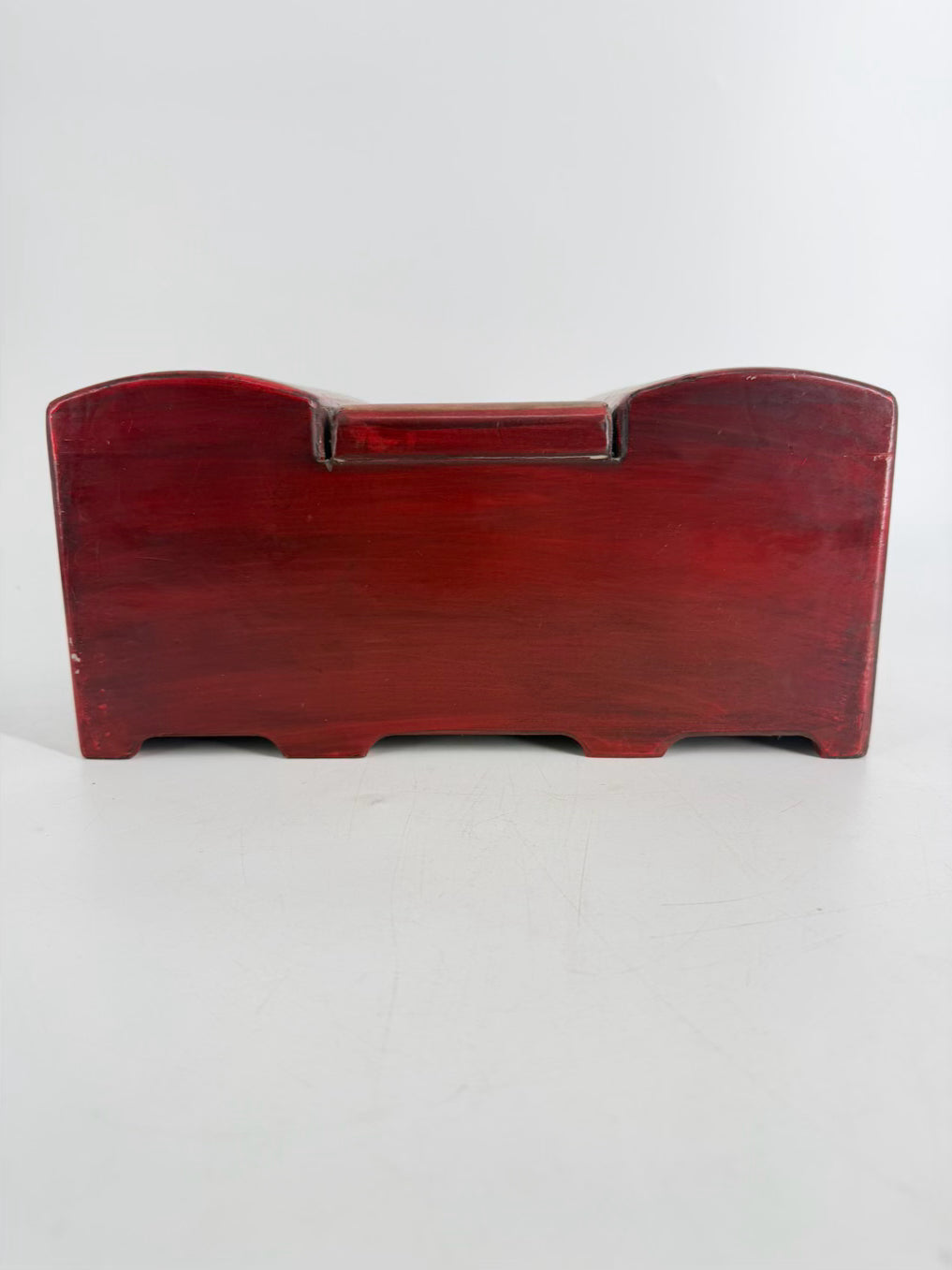 Red, Gold & Black Wood Hand painted Oriental Jewelry Box w/ Mirror