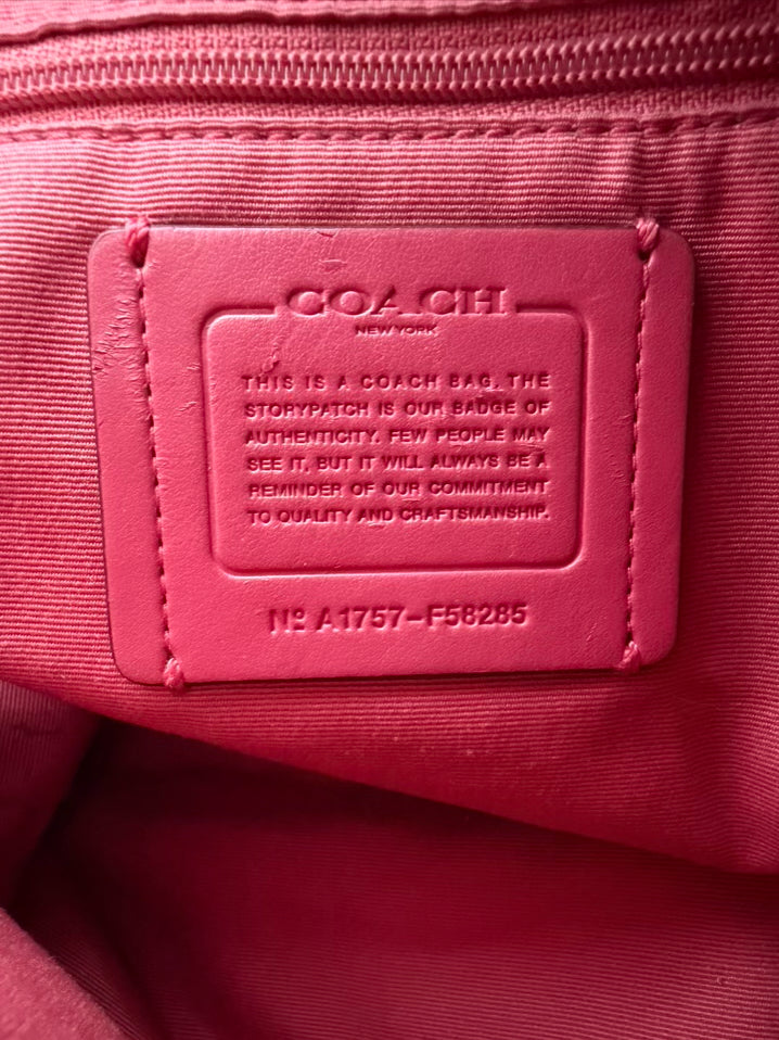 COACH Outline Signature File Brown & Pink Monogram Bag