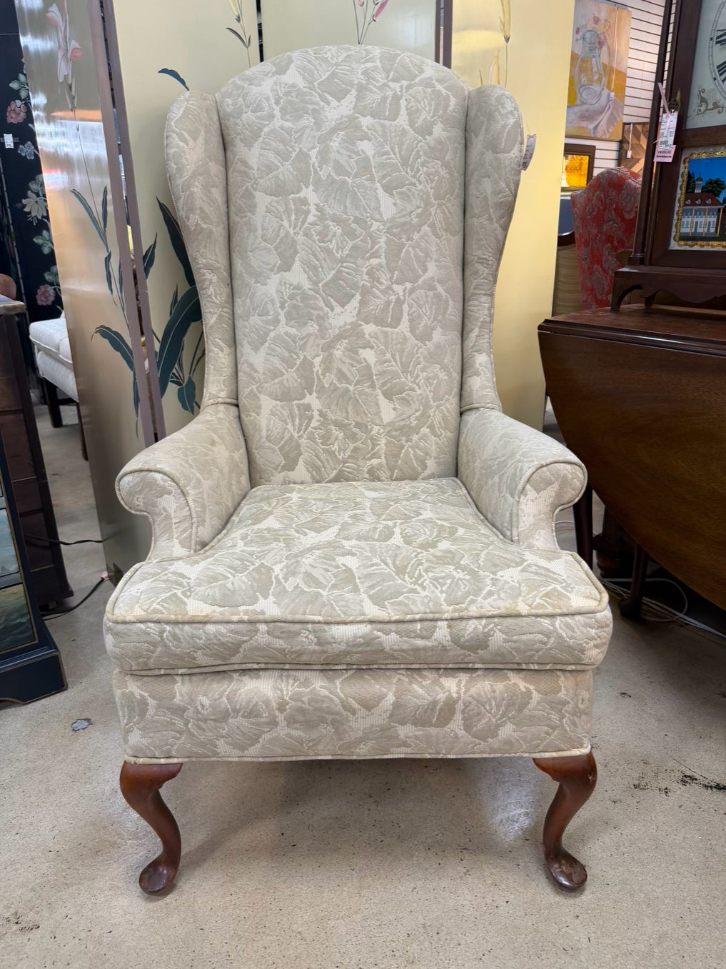 VINTAGE Cream Wing Back Chair