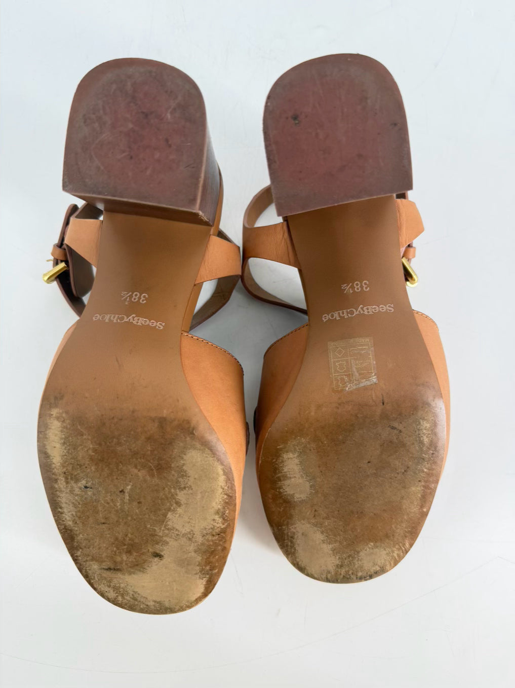 SEE BY CHLOE Size 38.5 Chestnut Leather Heels