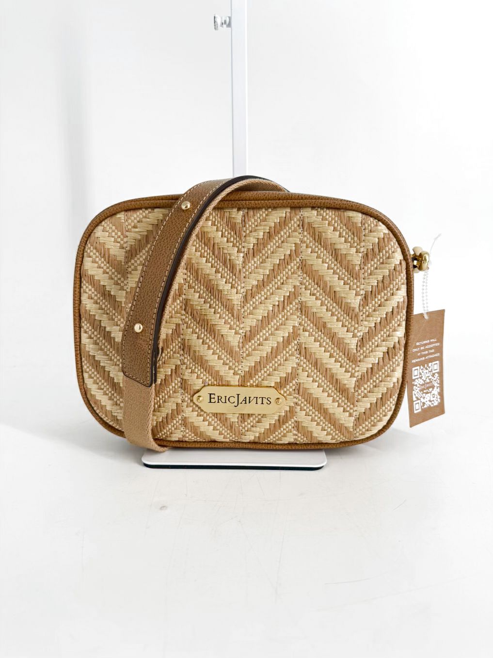 ERIC JAVITS Tog Raffia Natural Crossbody Bag NWT