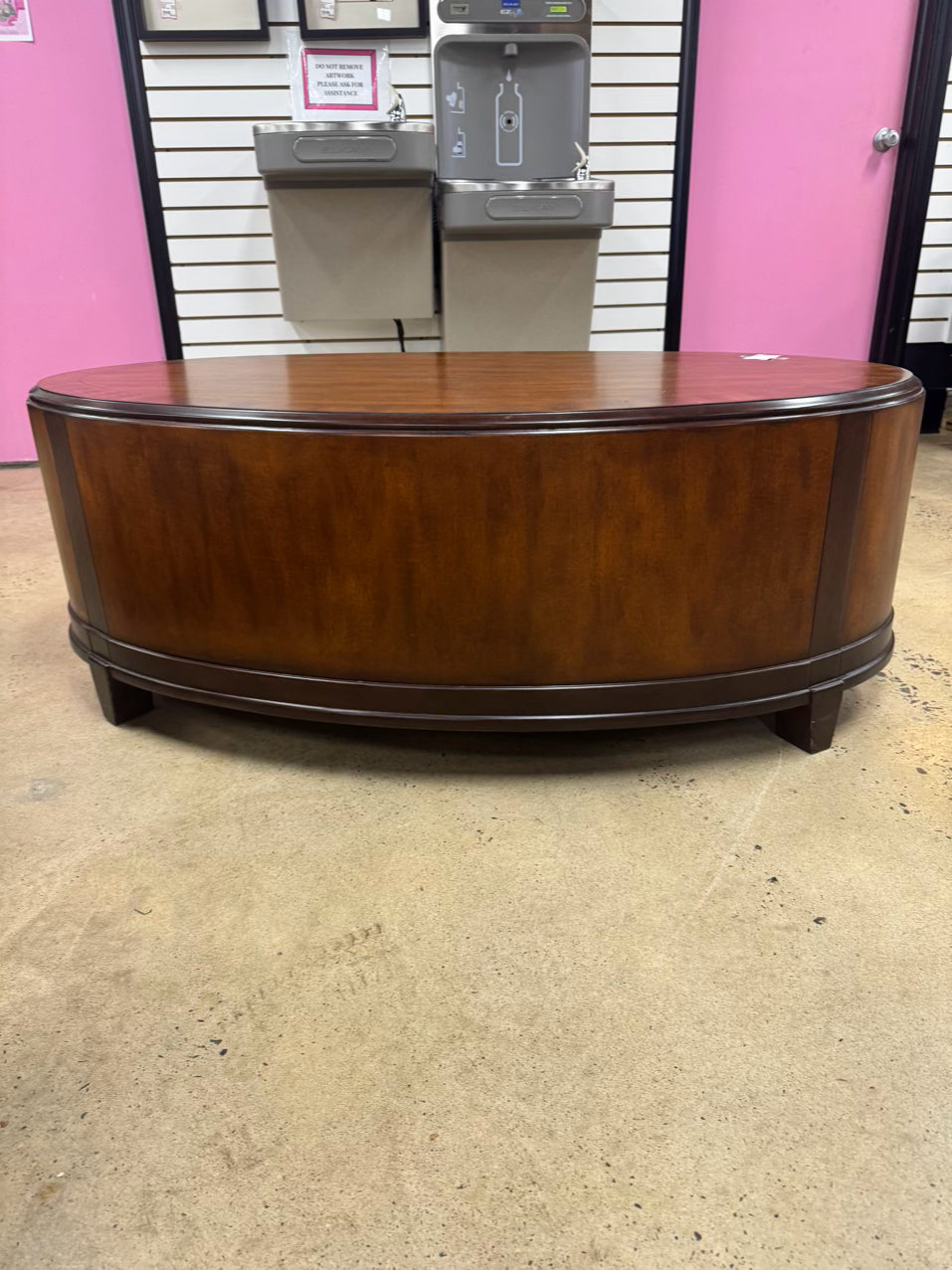 Oval Wood 2-Drawer Coffee Table