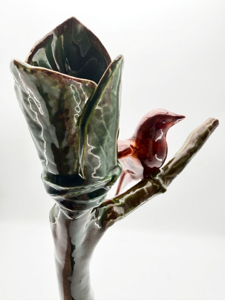 CHANGSTROM Brown, Green & Red Ceramic bird Object