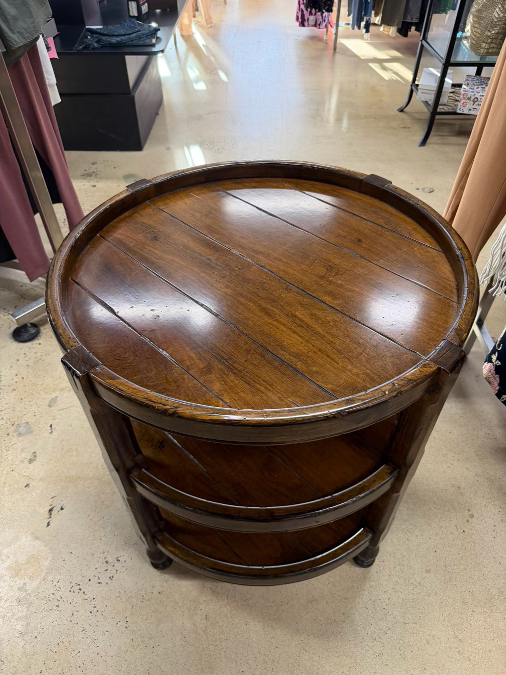 Dark Wood Round Occasional 3 Tier Table