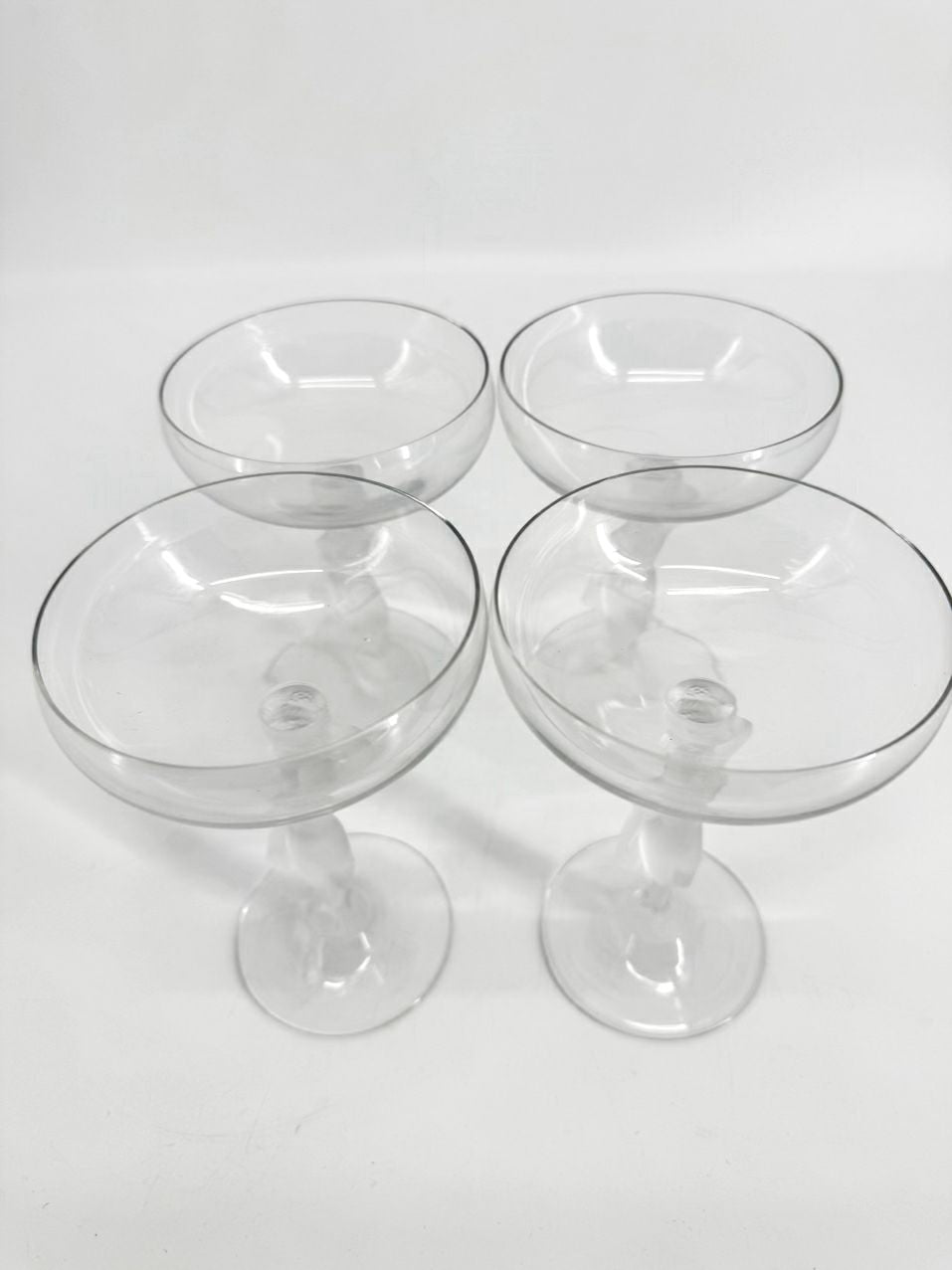 BAYEL Clear Crystal Frosted Bacchus Bacchante Set of 4 Champagne Coupes