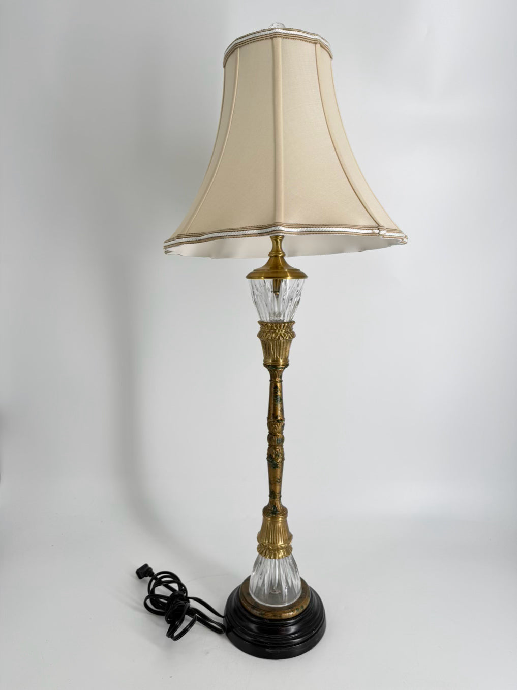 WILDWOOD Brass & Crystal Buffet Pair Of Lamps w/ Shades