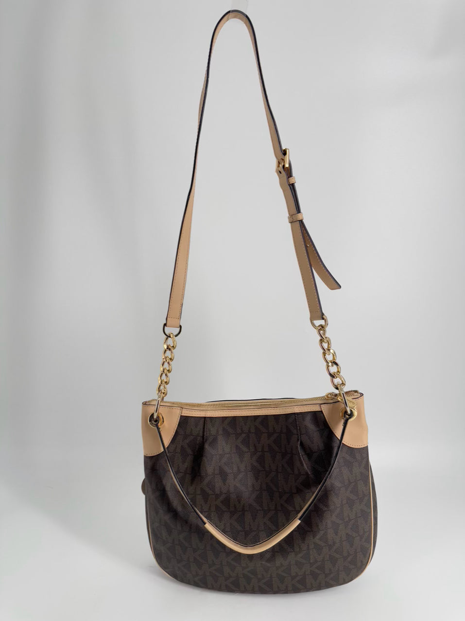 MICHAEL KORS Brown Logo Coated Canvas Purse