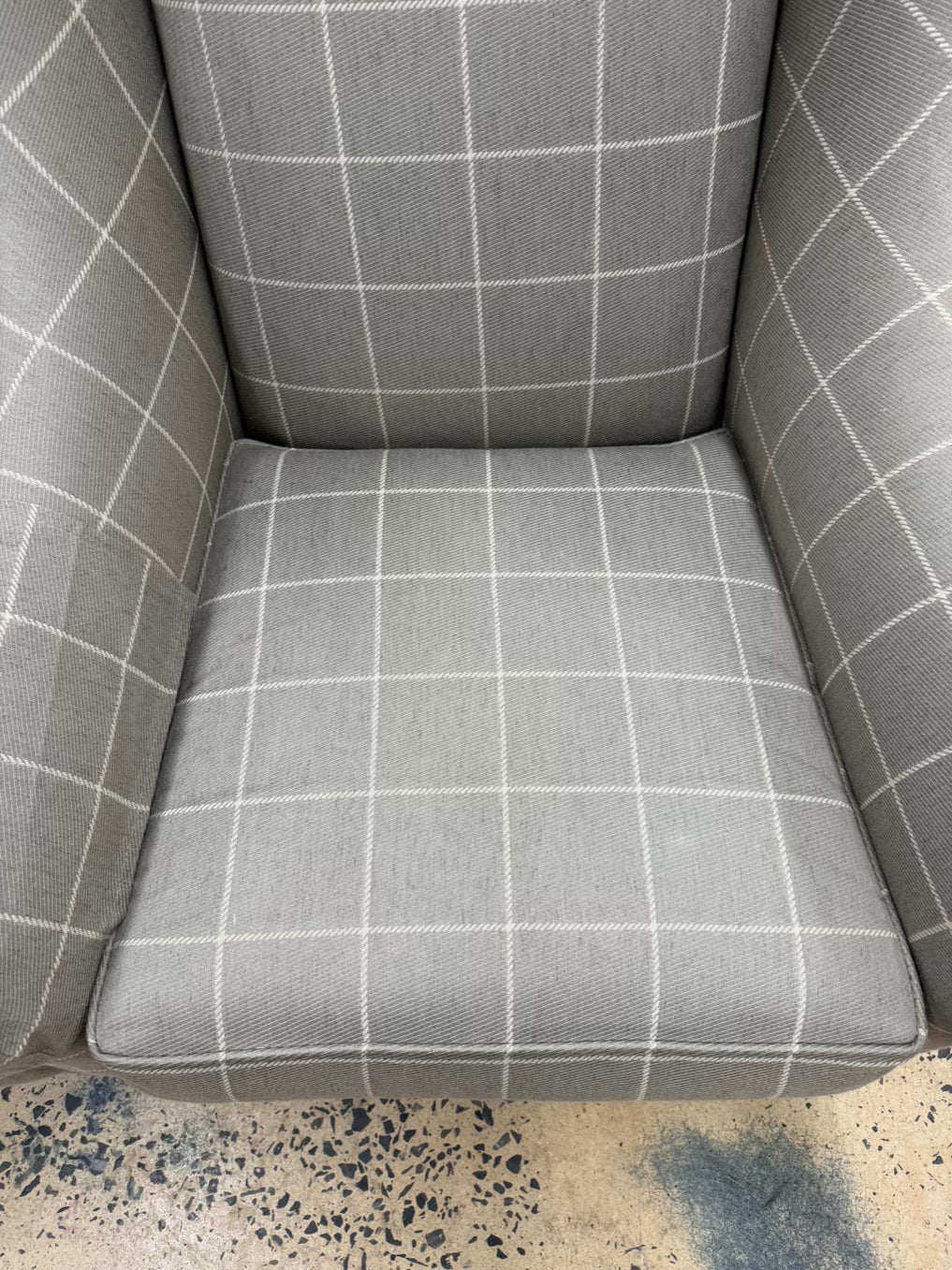 ETHAN ALLEN Tan Check Pair Of Wingback Chairs