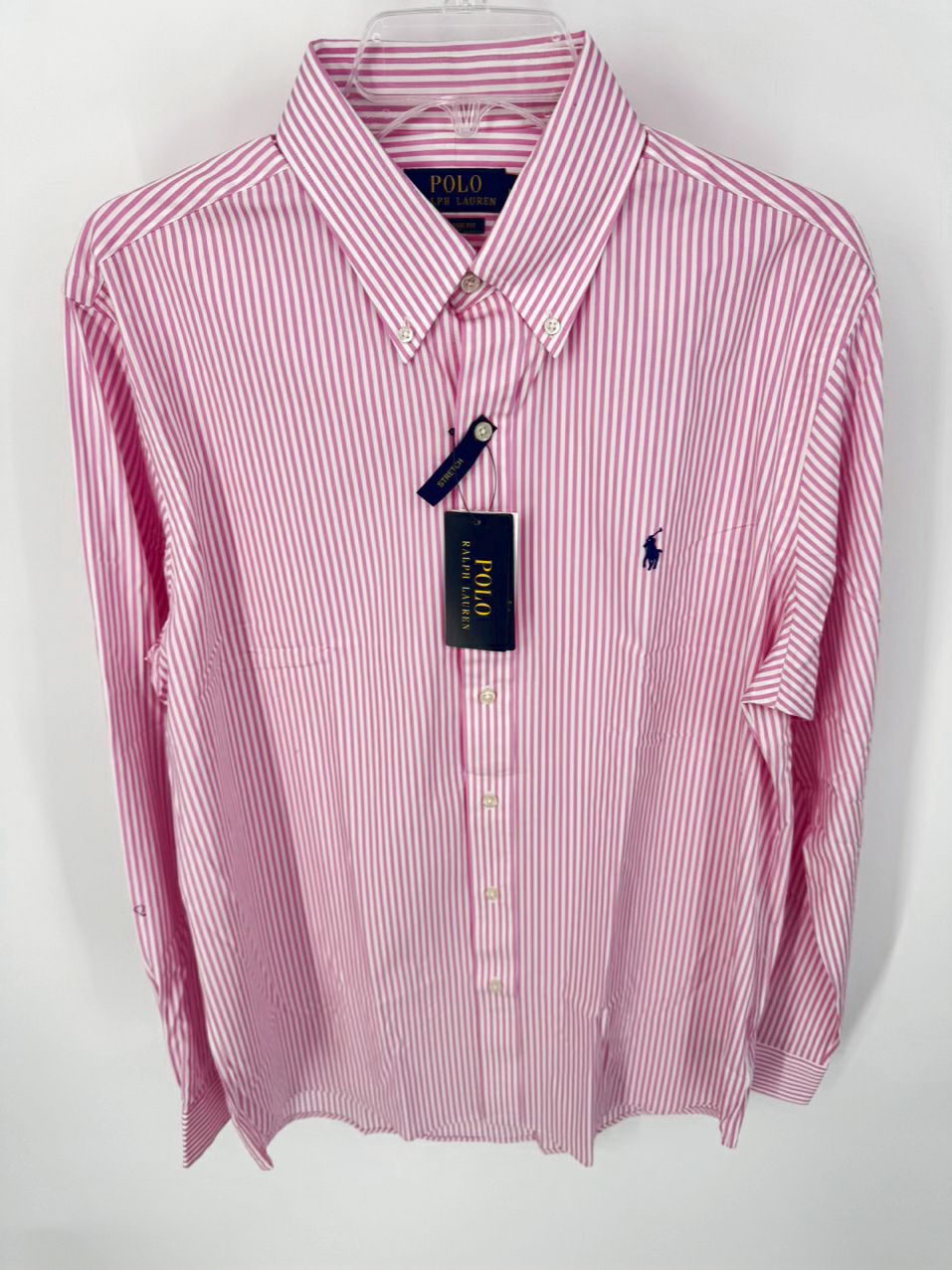 POLO RALPH LAUREN Size M Pink & White Stripe Long Sleeve Shirt NWT
