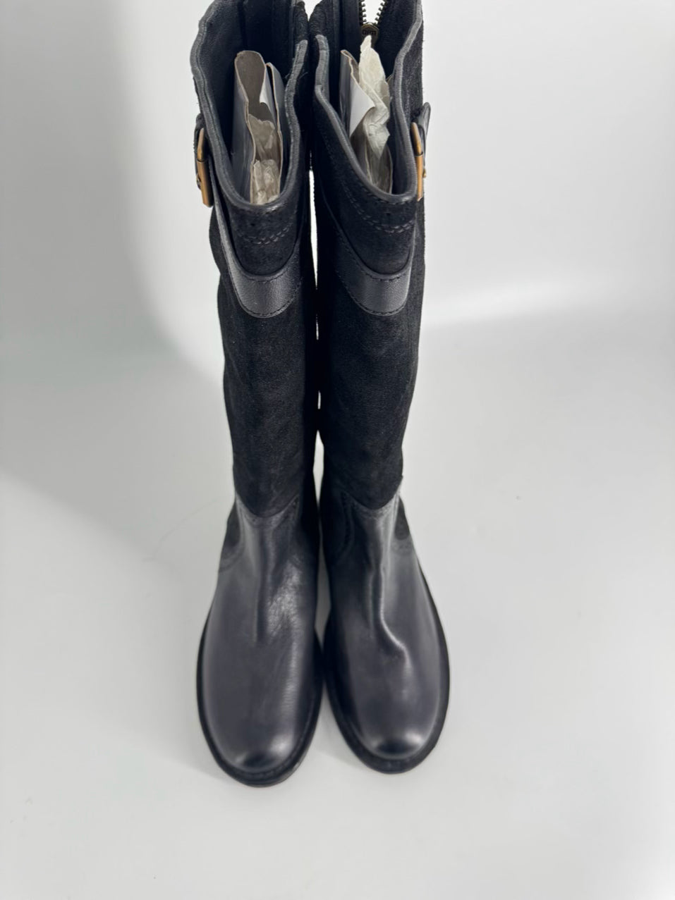 UGG Size 8.5 Black Leather & Suede Boots