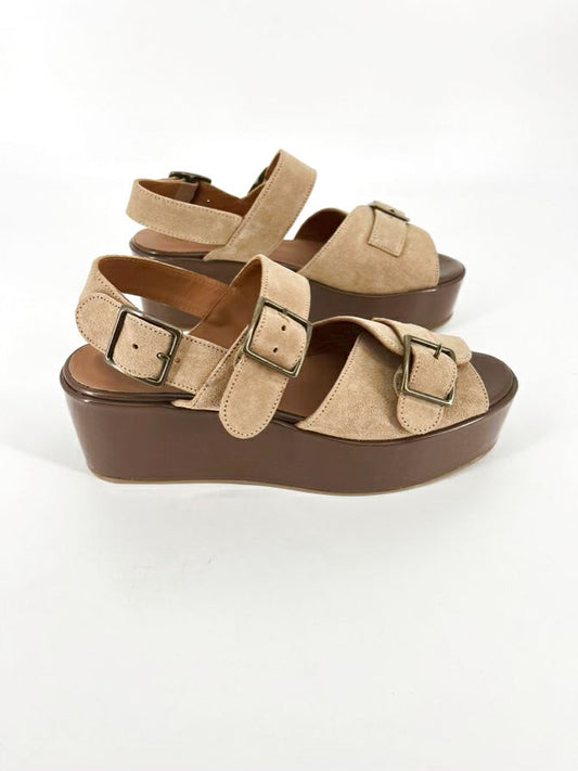 Caron Callahan Size WMNS 39.5 Camel Suede Wedge