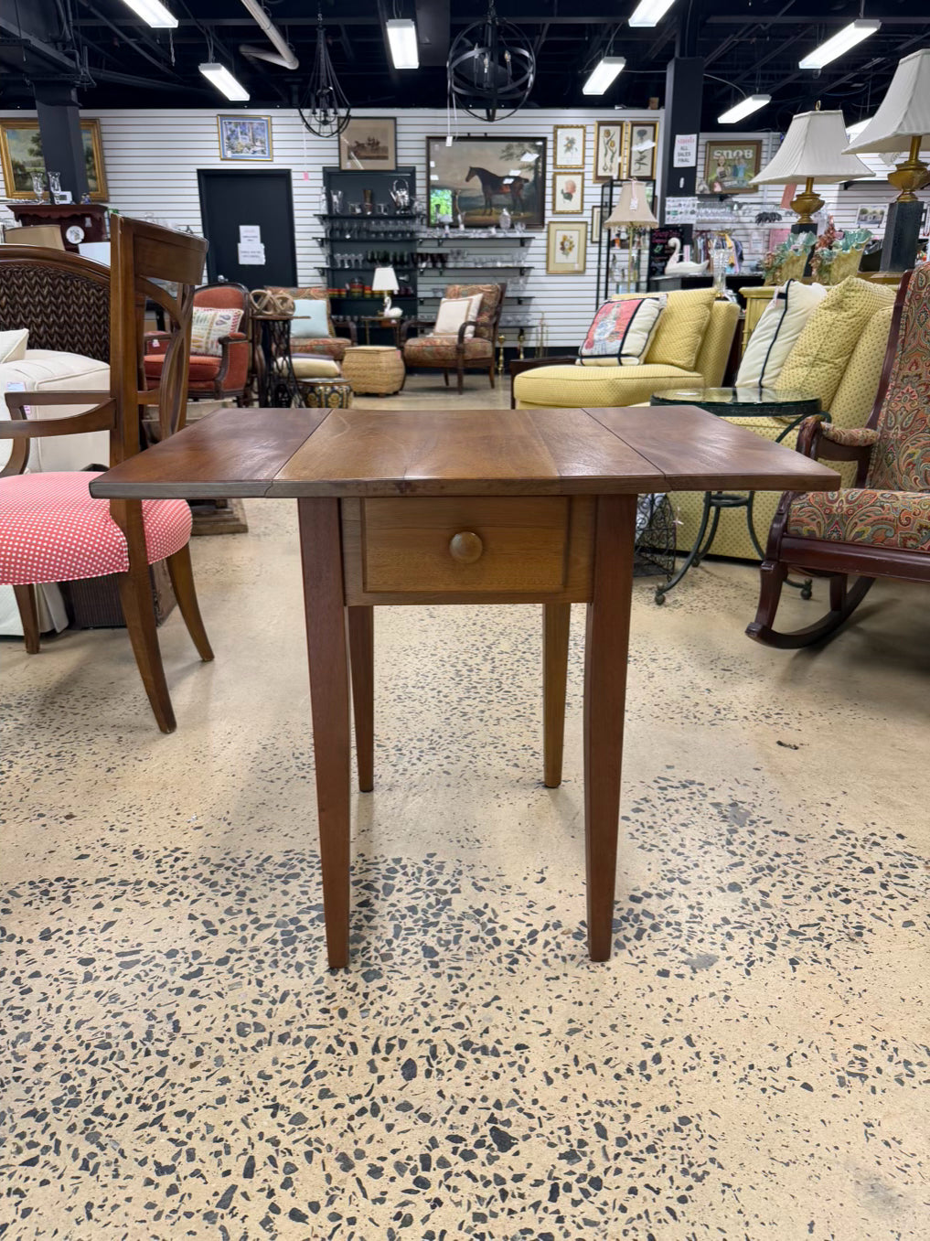 VINTAGE Light Pine Drop Leaf End Table