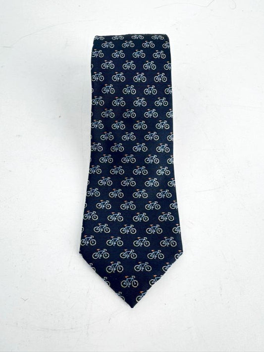 SALVATORE FERRAGAMO Navy Bicycle Silk Tie