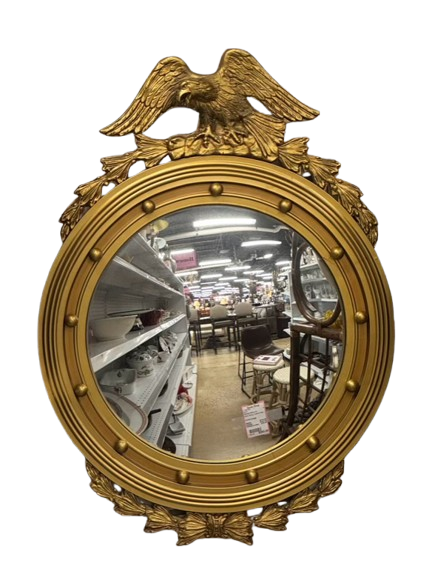 STROUPE MIRROR CO. Gold Wood Federal Eagle Convex Mirror