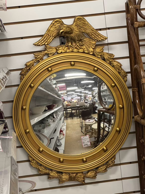 STROUPE MIRROR CO. Gold Wood Federal Eagle Convex Mirror
