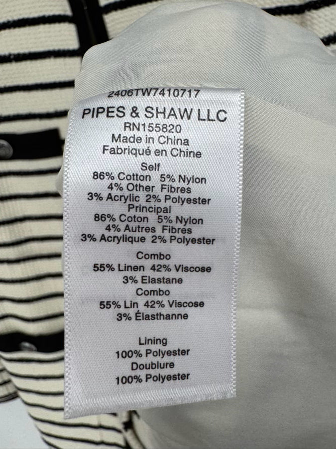 VERONICA BEARD Size 8 Cream & Black Stripe Blazer