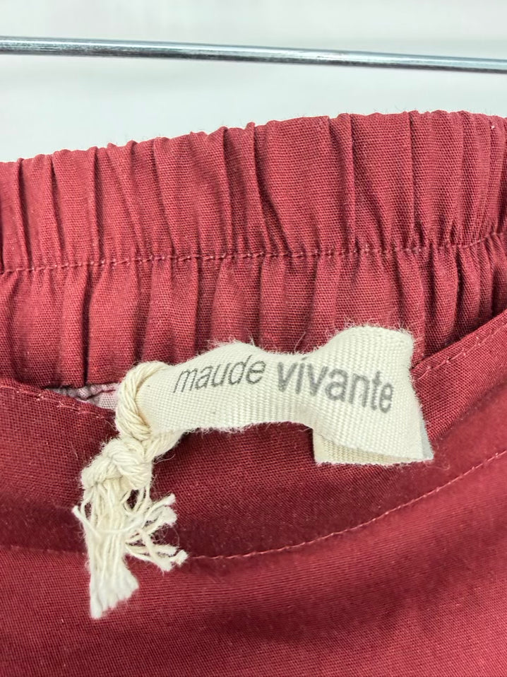 MAUDE VIVANTE Ada Skirt Wmn's Size L Maroon Print Floral Maxi-Skirt NWT