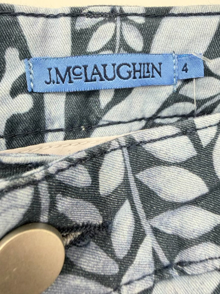 J MCLAUGHLIN Size 4 Navy & Blue Print Pants NWT