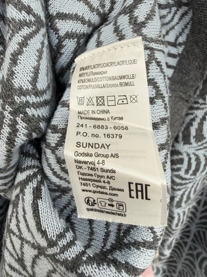 SUNDAY Wmn's Size L Blue & Gray Cowl Neck Knit Top NWT